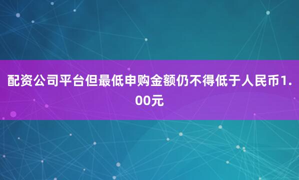 配资公司平台但最低申购金额仍不得低于人民币1.00元