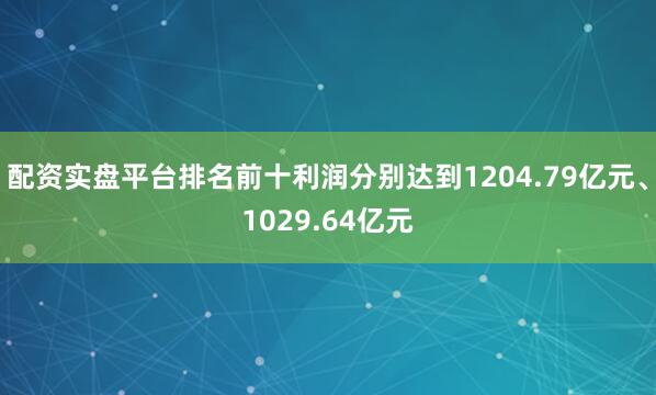 配资实盘平台排名前十利润分别达到1204.79亿元、1029.64亿元