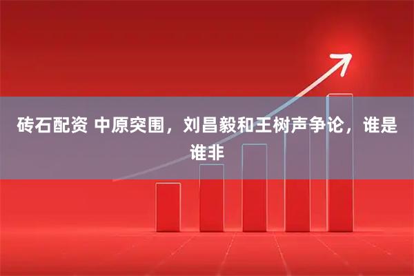 砖石配资 中原突围，刘昌毅和王树声争论，谁是谁非