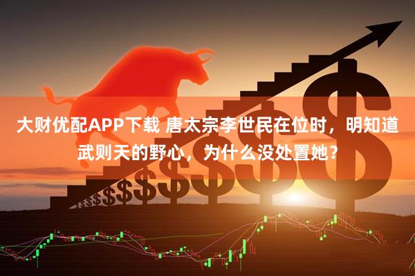 大财优配APP下载 唐太宗李世民在位时，明知道武则天的野心，为什么没处置她？